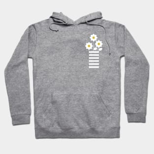 Pretty white abstract flowers design on baby blue background Hoodie